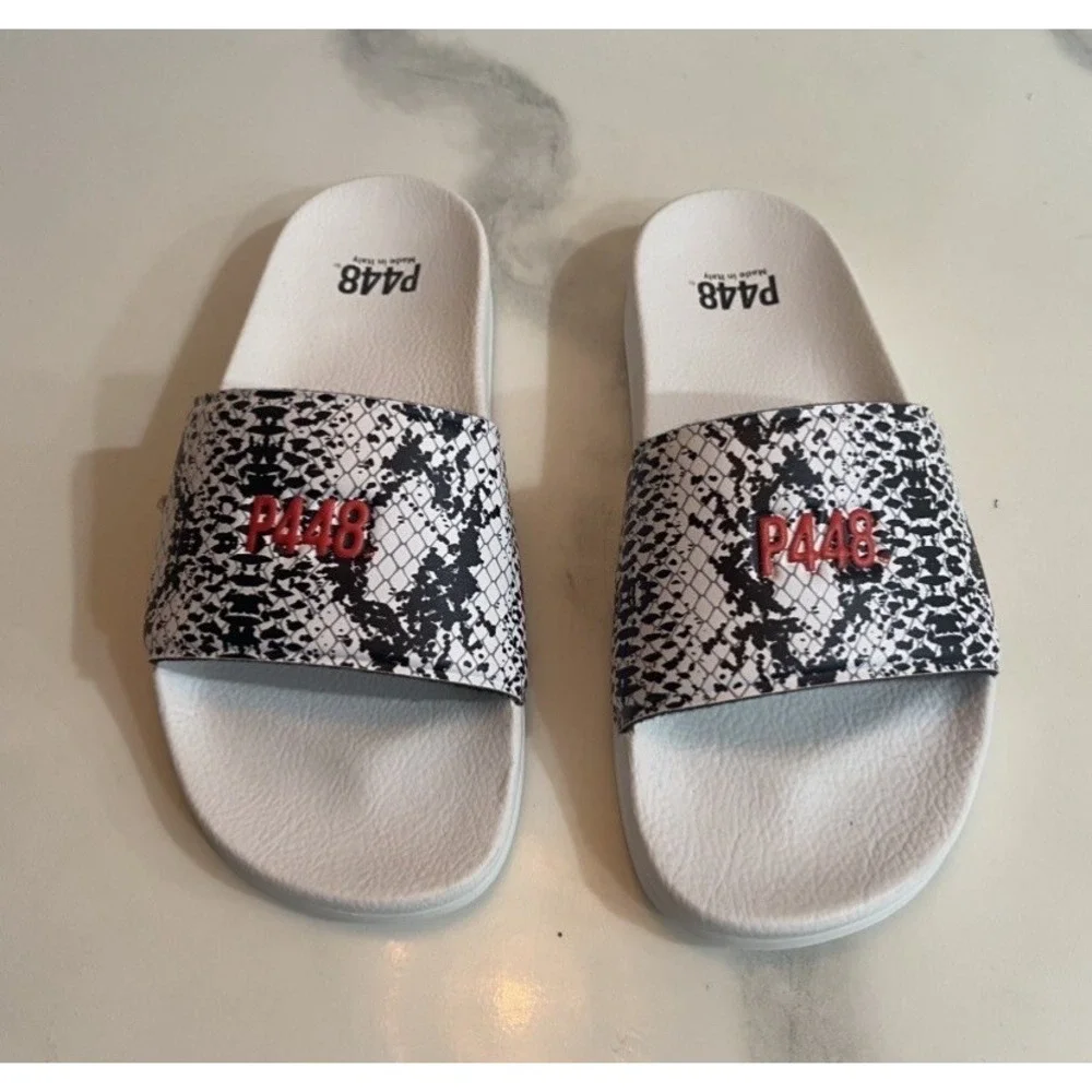 P448 Super Slide Sandals White Snake Red Slippers Italy EU 38 Women's 7.5 - 8